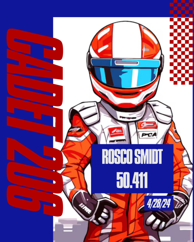 Cadet 206 Track Record. Rosco Smidt 50.411